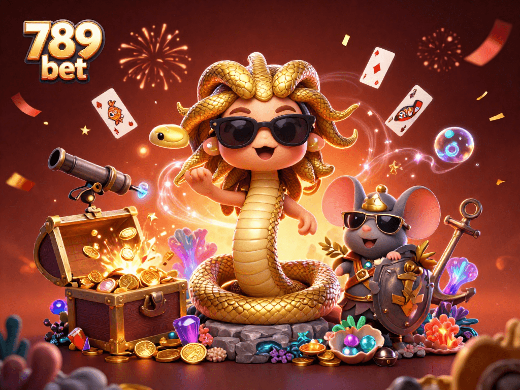 Engage with the thrilling 789 bet experience in a vibrant casino scene filled with gold coins and games.