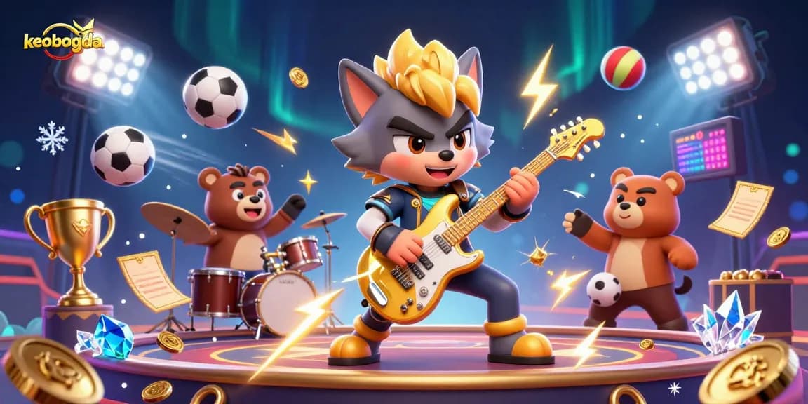 Engage with keobongda sports betting excitement through an electrifying 3D casino scene showcasing dynamic characters.