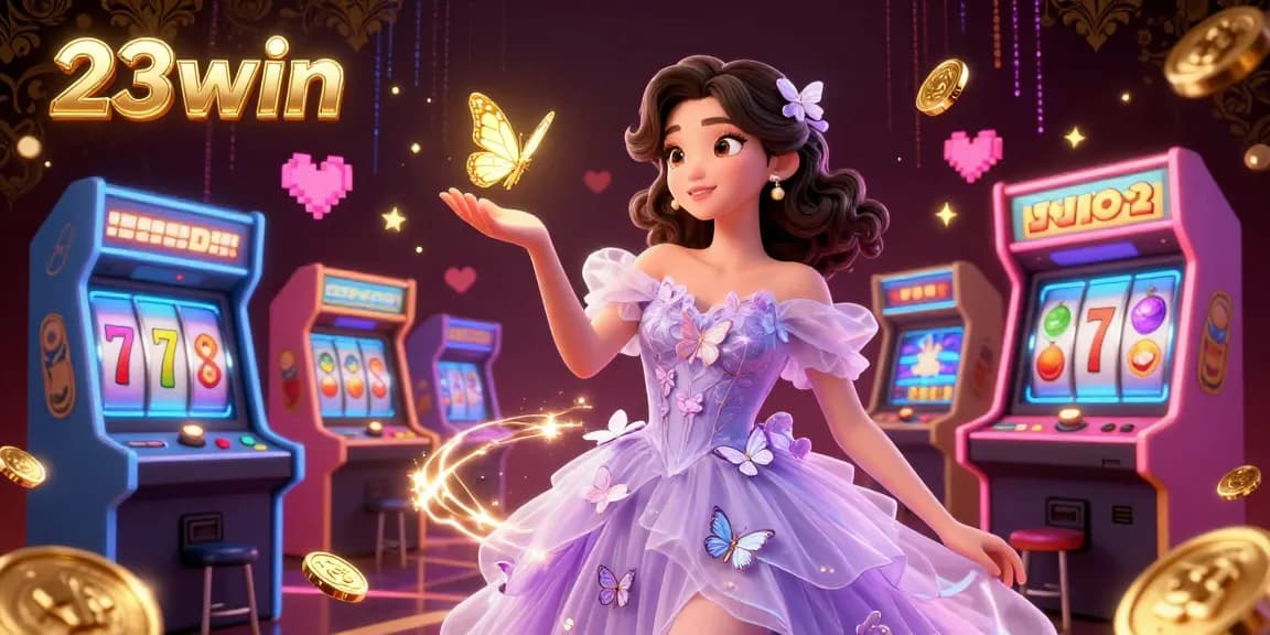 Experience thrilling gameplay with 23win, featuring vibrant slot machine elements and enchanting visuals.