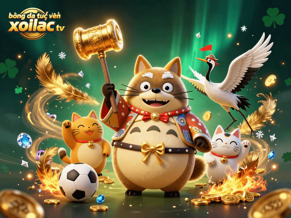Engage in bóng đá trực tuyến xoilac tv action with our vibrant 3D illustration featuring colorful characters and betting elements.