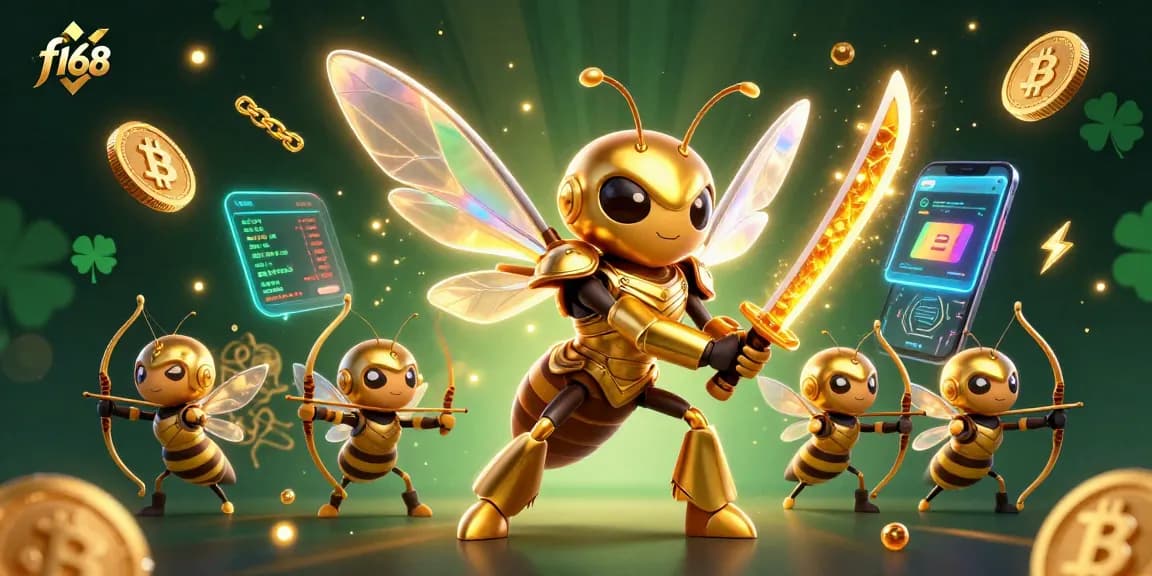 Engage with f168's vibrant gaming experience featuring epic 3D characters and crypto elements.