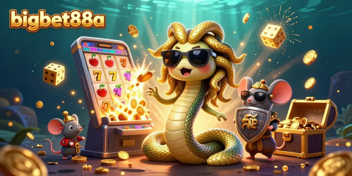 Experience the excitement of bigbet88a with lively casino characters amidst a jackpot explosion.