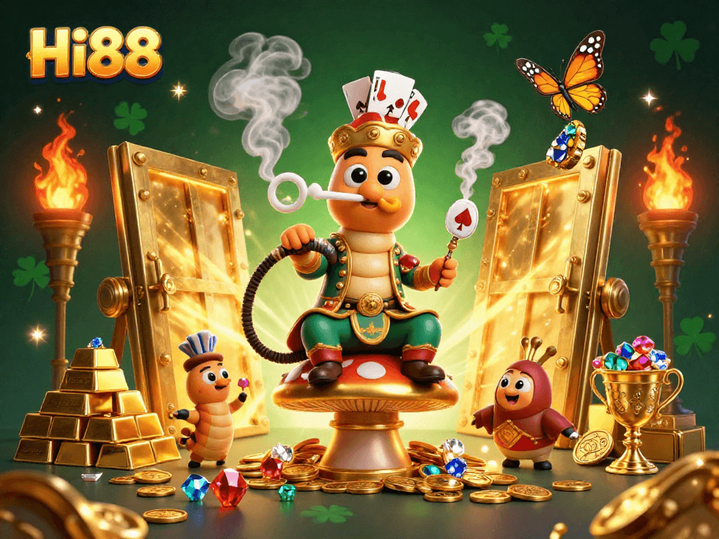 Experience the excitement of Hi88 with vibrant casino-themed 3D illustration showcasing rich gaming elements.