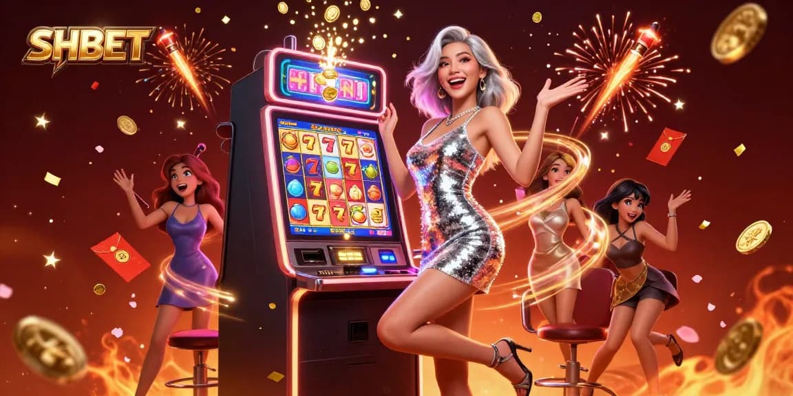 Experience thrilling jackpots at SHBET with festive casino excitement and vibrant slot elements.