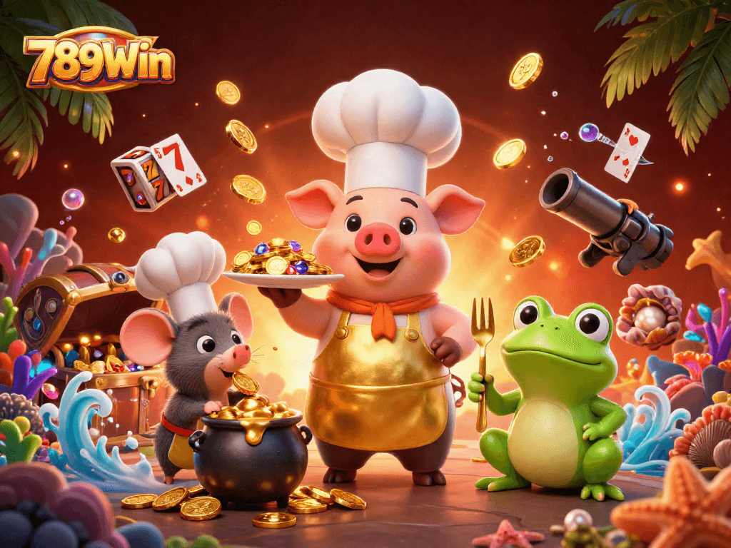 Spin and win at 789Win casino with golden coins and vibrant gaming elements
