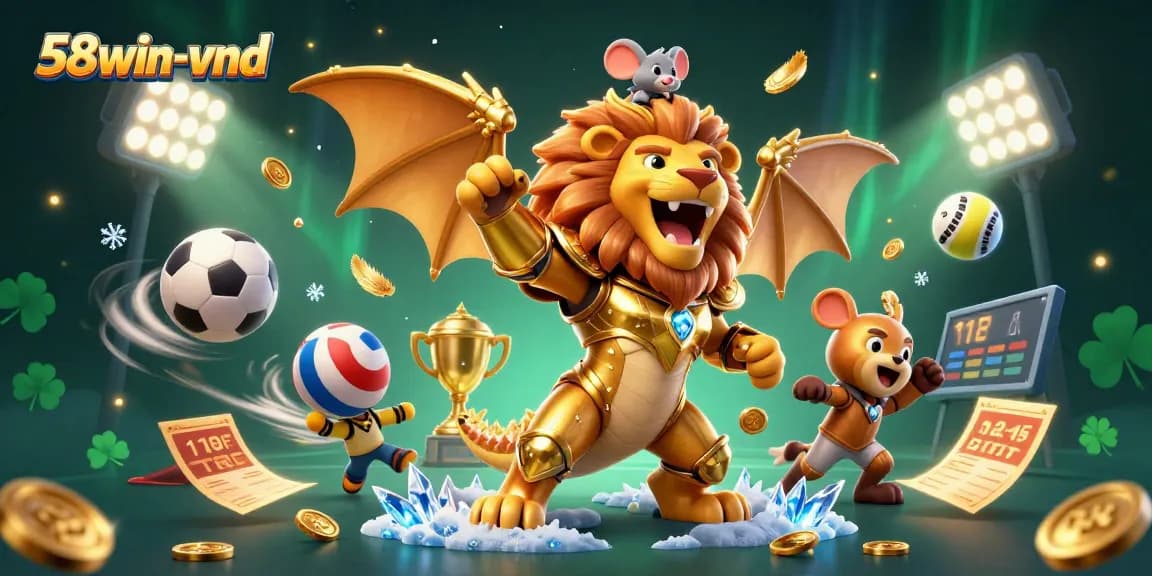 Experience thrilling sports action with 58win-vnd's vibrant gambling scene featuring a dynamic chimera.