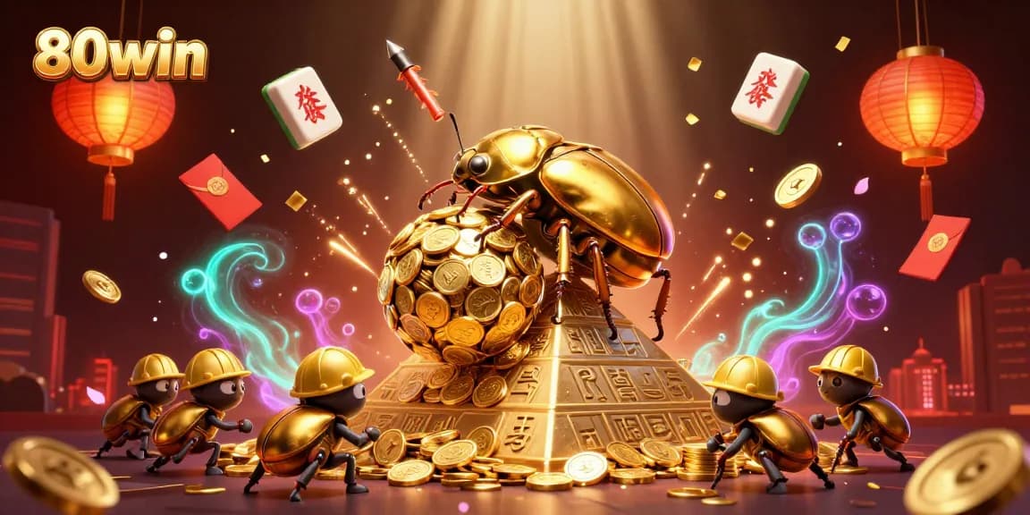 Experience thrilling gameplay at 80win with golden coins, vibrant decorations, and dynamic action!