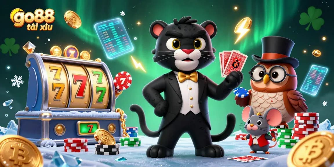 Experience thrilling go88 tài xỉu gameplay with stylish characters and vibrant casino elements in a dynamic scene.