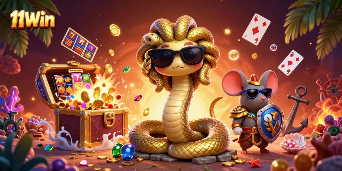 Win big with 11Win online slots featuring vibrant characters and engaging treasures.