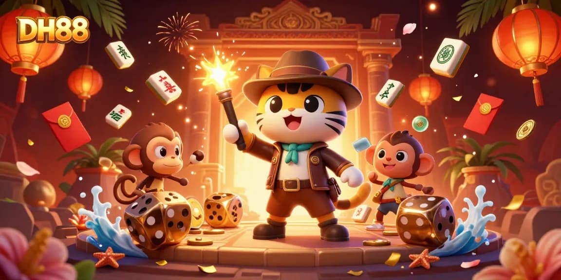 Engage in thrilling casino adventures at DH88 with an archaeologist cat discovering golden artifacts.