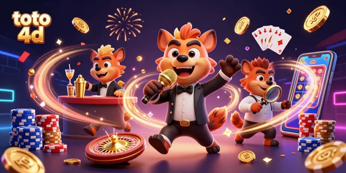 Experience thrilling toto 4d action with lively hyenas in a vibrant casino scene.