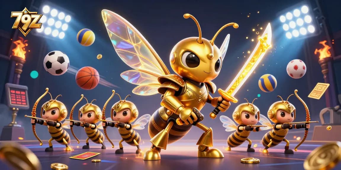 Experience the excitement of 79Z’s dynamic gameplay with golden hornets and sports elements