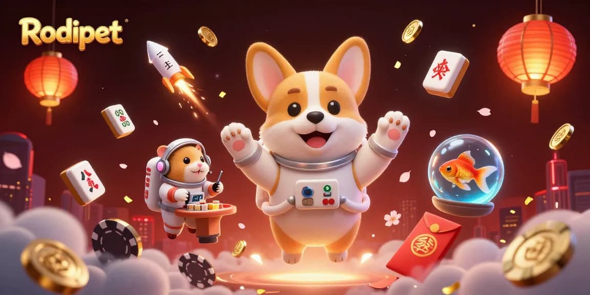 Rodipet astronaut corgi plays amid floating casino elements delivering winning strategies and delights.