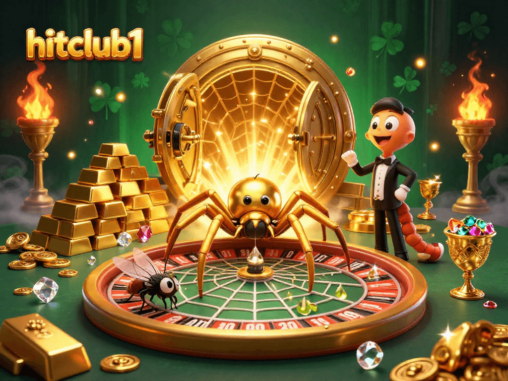 hitclub1 spins the odds with a roulette web illustration featuring excitement and rich casino elements.