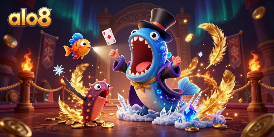 Watch alo8's unique 3D illustration featuring a whimsical magic show with an eel and anglerfish.