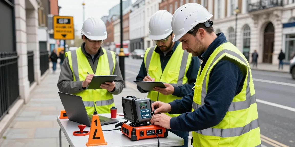 GPR Utility Surveys PAS128 Essex with professionals using ground-penetrating radar for accurate underground mapping.