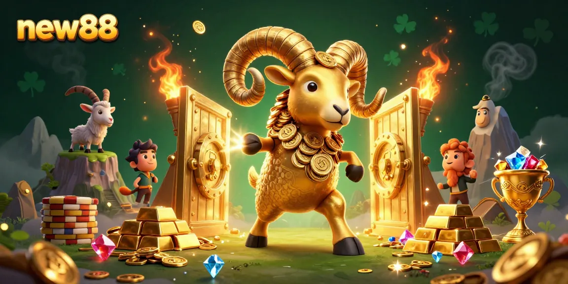 Experience thrilling wins with the new88 online casino, featuring a dynamic 3D illustration of exciting gaming elements.