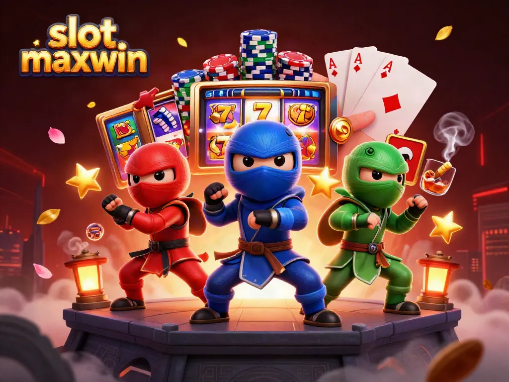 Experience slot maxwin with dynamic chameleon warriors and colorful slot machine action.