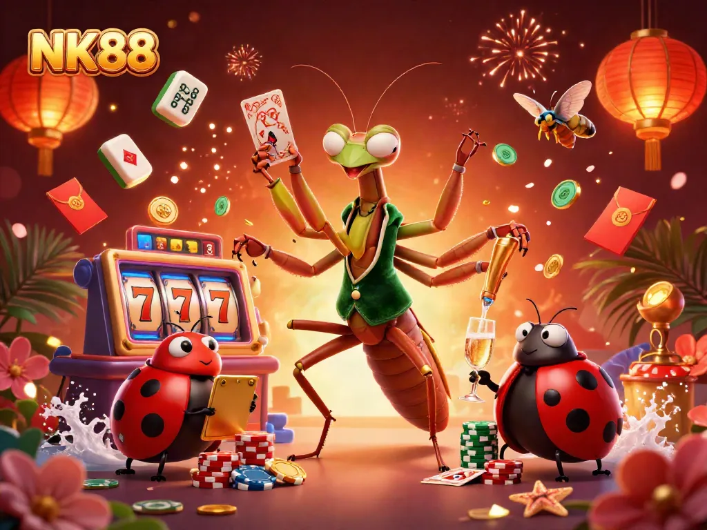 Engage in winning gameplay at NK88 with vibrant casino characters and dynamic elements.