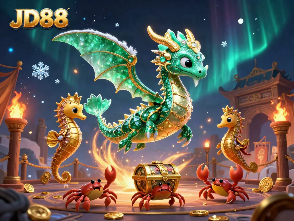 Experience the excitement of JD88 with a dynamic, vibrant online casino scene filled with stunning characters and elements.