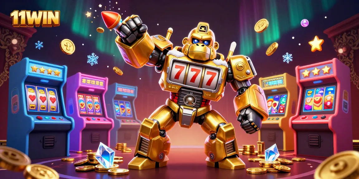 Engage with 11WIN's dynamic casino gaming universe through a vibrant 3D illustration of epic wins.