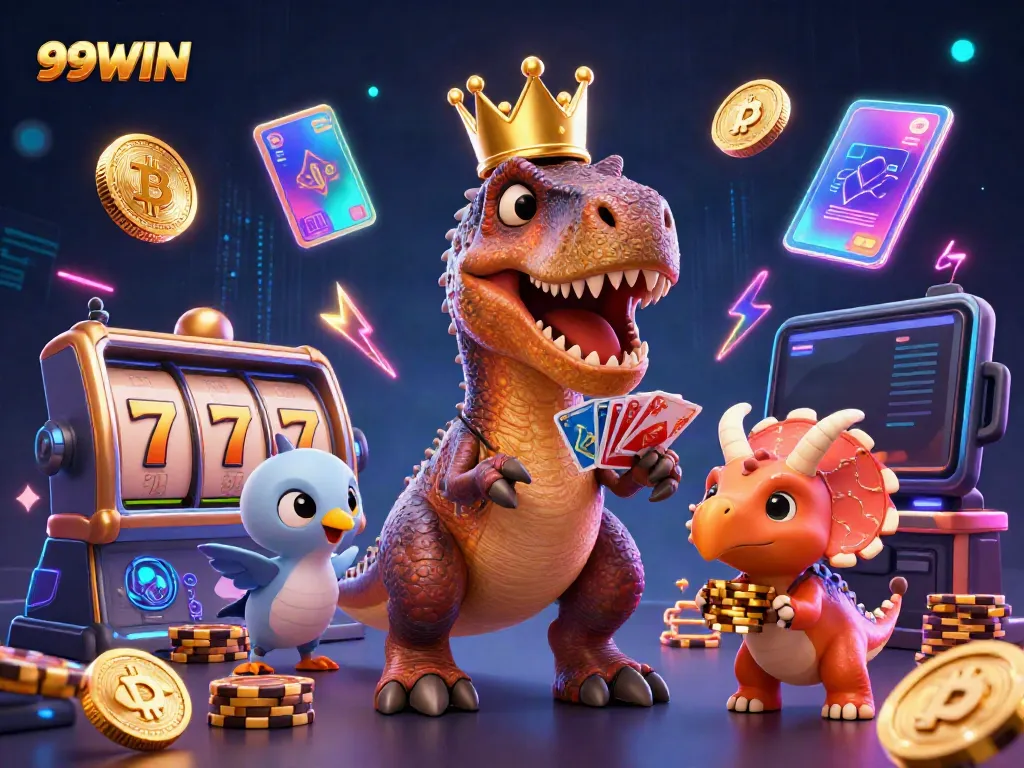 Experience thrilling gambling adventures at 99WIN with vibrant characters and gaming elements.