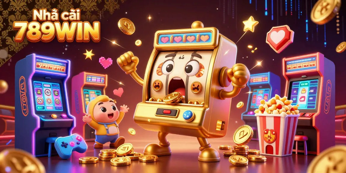 Spin the jackpots with Nhà cái 789WIN's vibrant 3D gaming scene showcasing slot machines and excitement.