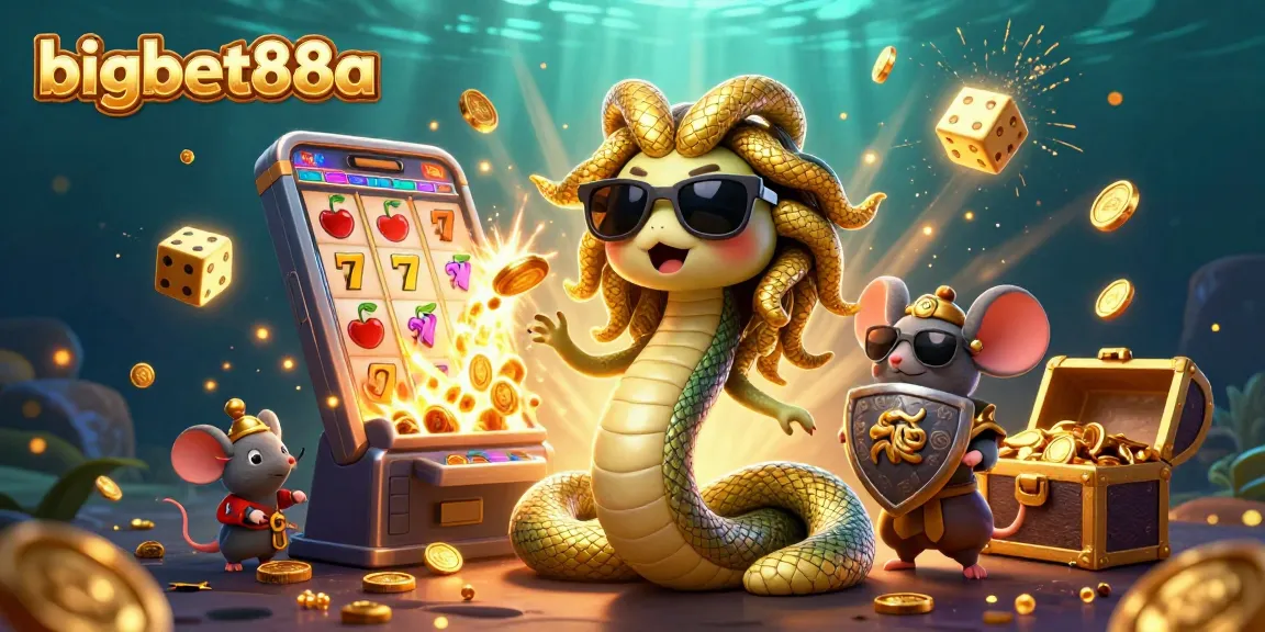 Experience the excitement of bigbet88a with lively casino characters amidst a jackpot explosion.
