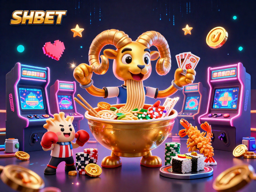 Experience fun with SHBET under vibrant gaming lights featuring unique characters and engaging elements.