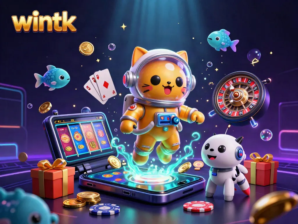 Wintk offers exciting gameplay with a lively 3D astronaut cat and gaming elements.