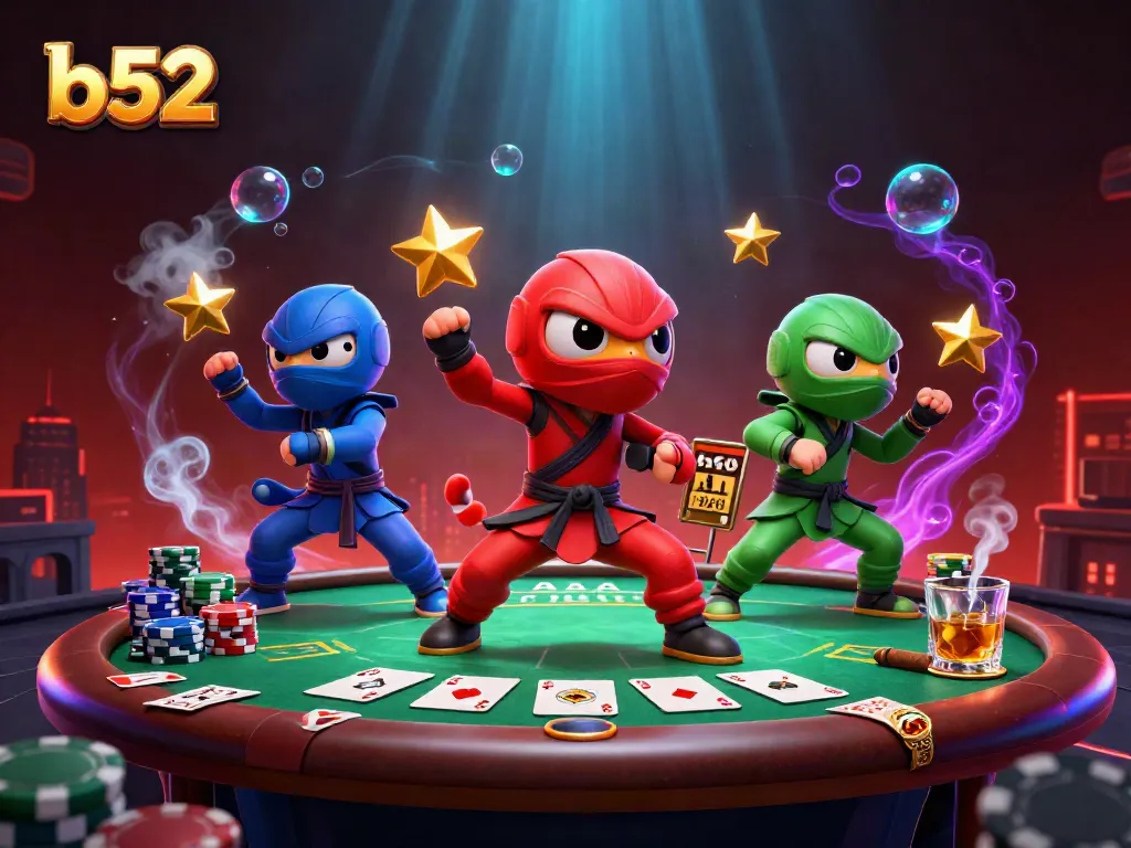 Experience the thrill of b52 as ninja chameleons engage in vibrant, synchronized gambling action.