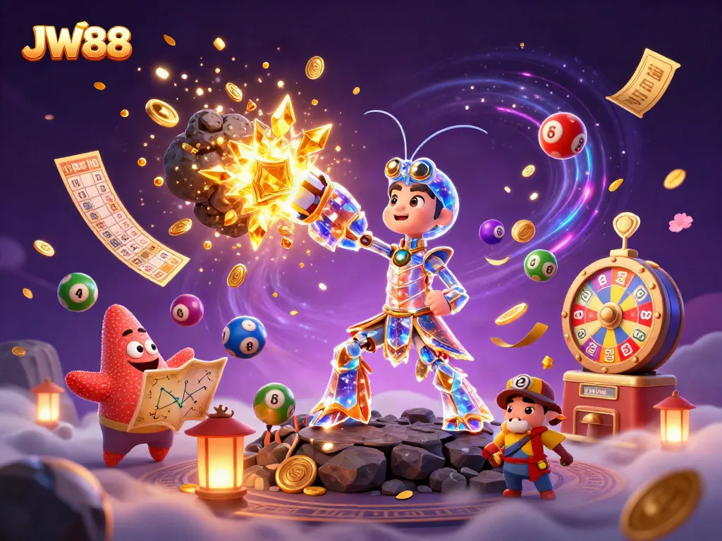 JW88 offers exciting gameplay with a mantis shrimp character smashing through asteroids for big wins.