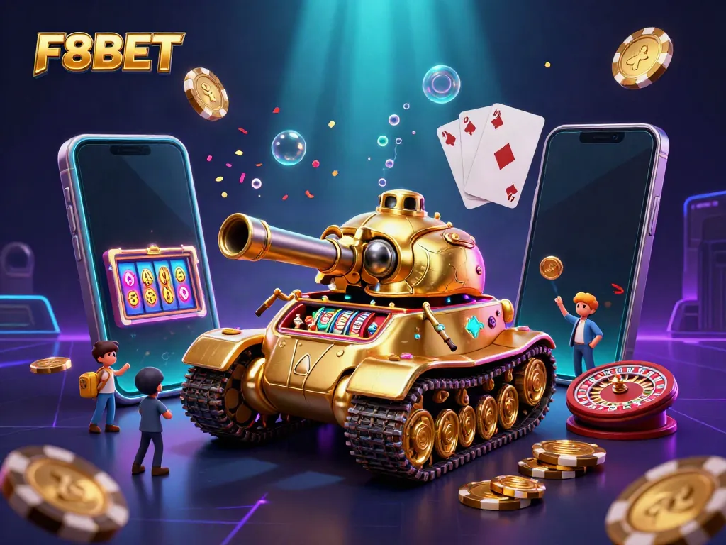 Engage in thrilling gaming action at F8BET with a vibrant casino scene featuring unique elements.