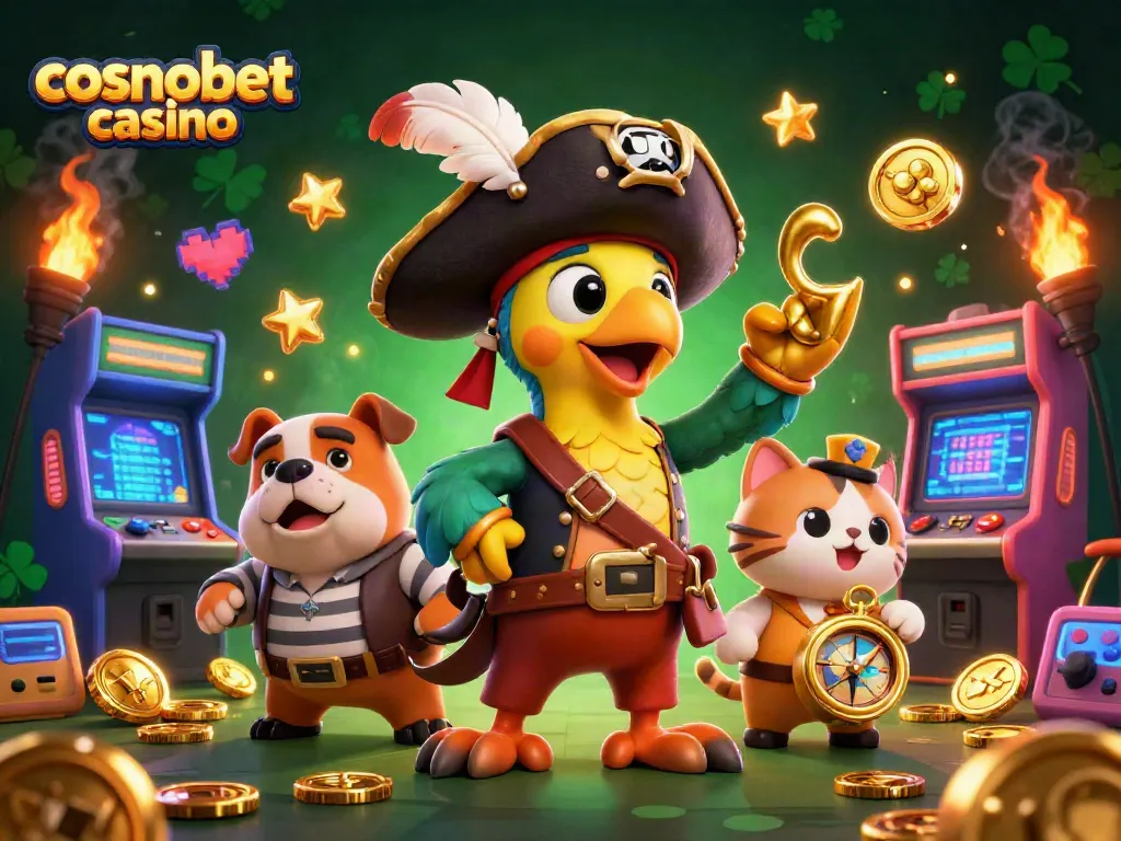 Engage in the thrilling world of cosmobet casino with colorful gaming elements and charming characters.