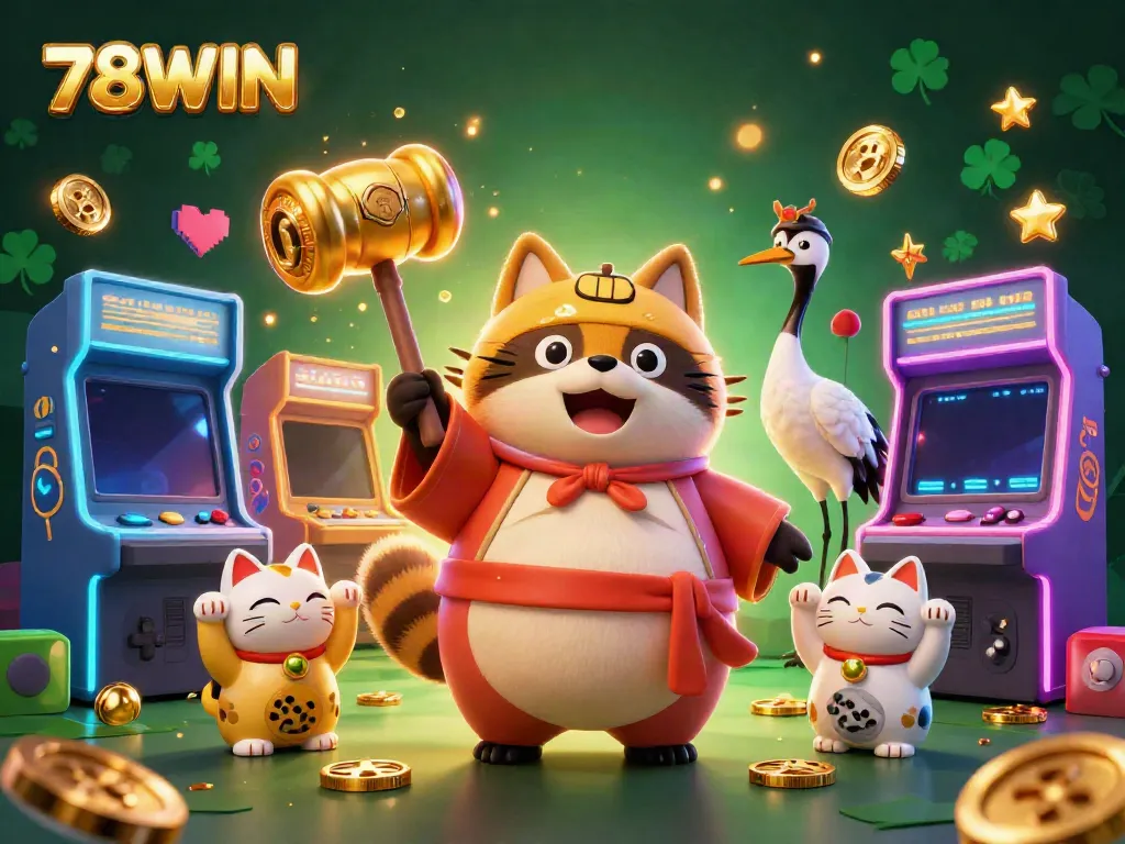 Engage in exciting gameplay with 78WIN, featuring cartoon characters in a vibrant casino scene.