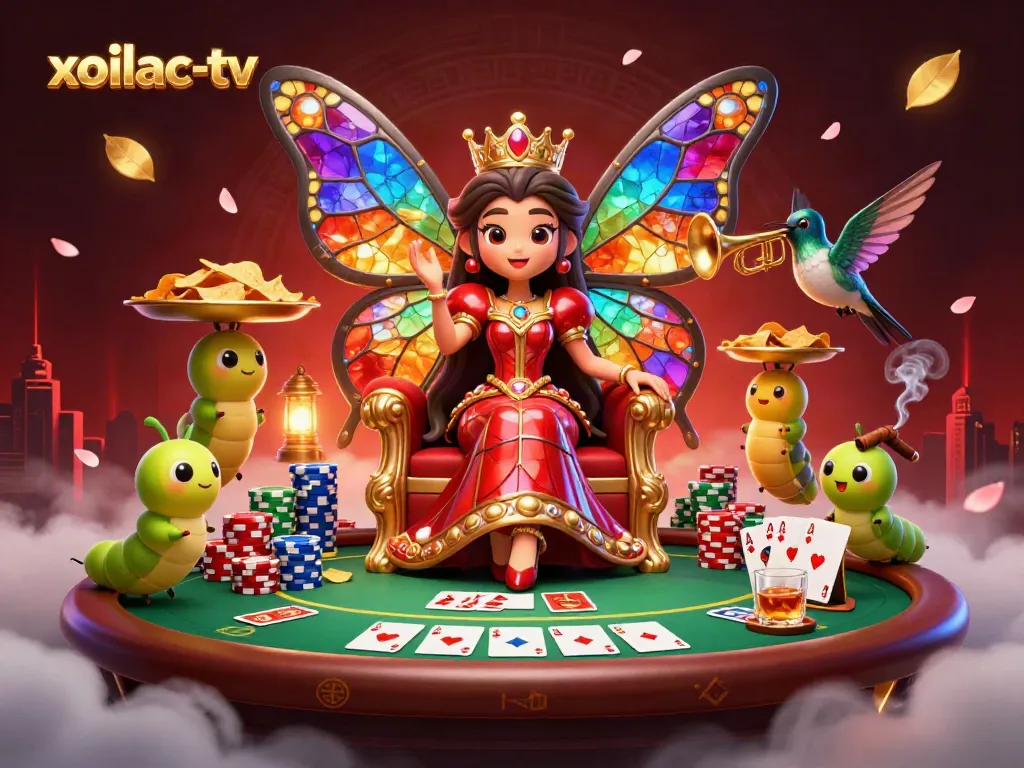 Experience thrilling gambling action with xoilac-tv's vibrant and dynamic poker scene featuring a butterfly queen.