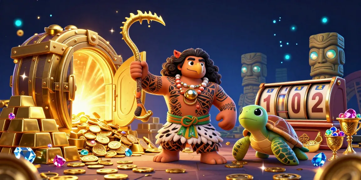 Spin the slots at Go 88 while surrounded by treasures and vibrant characters in this 3D casino illustration.